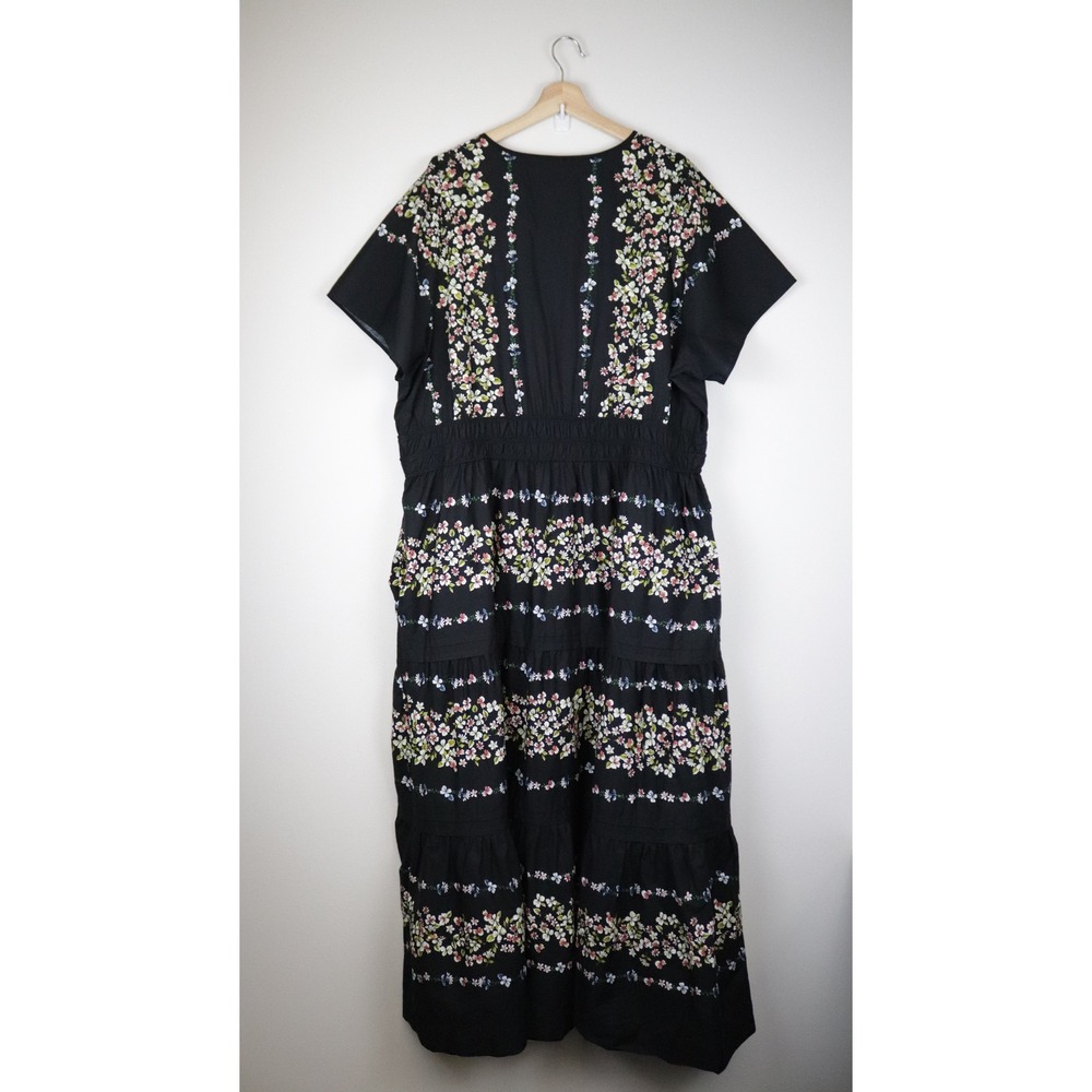 Anthropologie Somerset Maxi Dress Black Floral 3X Tiered Smocked - Picture 3 of 12